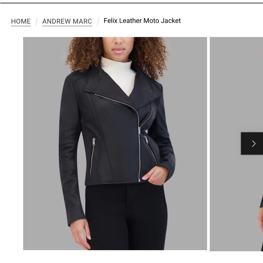 Andrew Marc Black Leather Biker Jacket